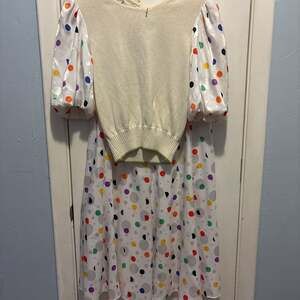 Vintage 80s Anthony Sicari 2piece set Colorful Geometric polka dot Midi Dress